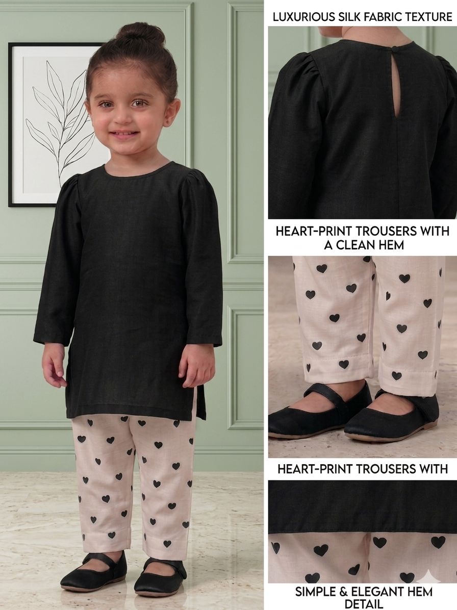 Ruby Hearts Rayon Kurta Pant Set for Girls