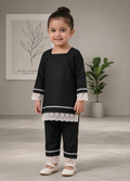 Premium Cotton Kurta & Trouser Set with Floral Lace Detailing
