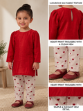 Ruby Hearts Rayon Kurta Pant Set for Girls